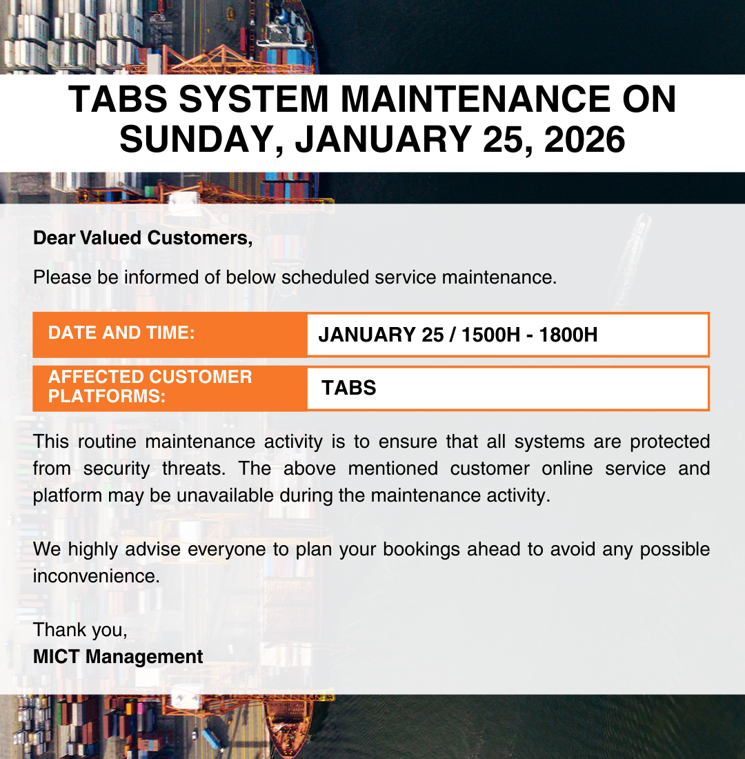 Advisory TABS System Maintenance on Sunday, January 25, 2026
